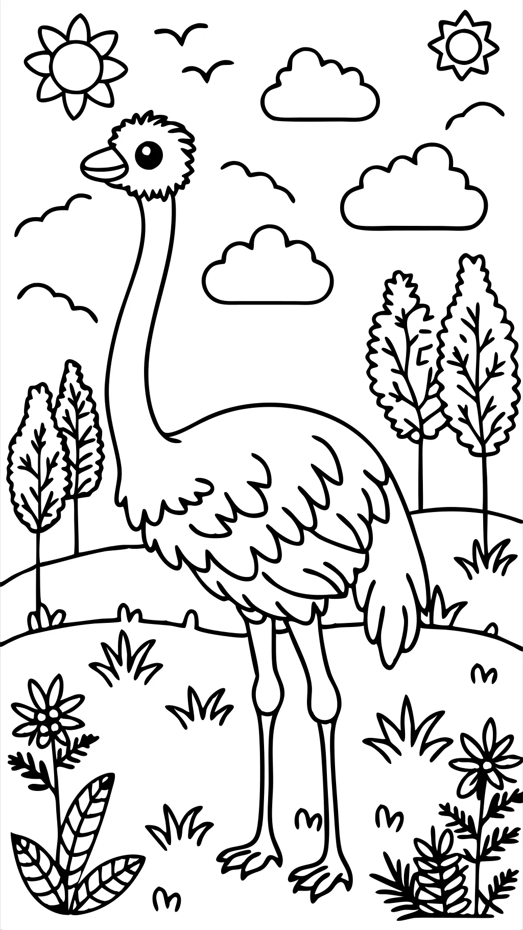 coloriage d’autruche